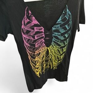 Black Multicolored Ribcage Graphic Tee